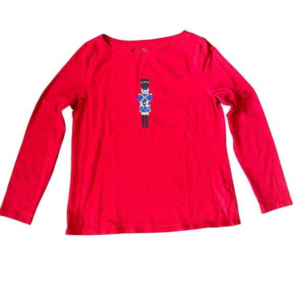 Talbots Christmas Nutcracker Blue Brummer Man Red Long Sleeve Tee Size Large - Picture 1 of 9